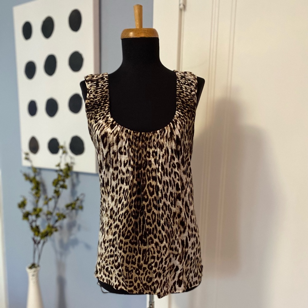 ~Elie Tahari Linen Knit Leopard Tank Sz. XS $198+tax retail